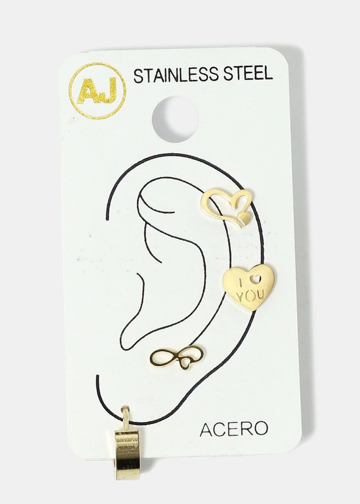 4-Piece Heart & Infinity Earrings Gold SALE - Shop Miss A