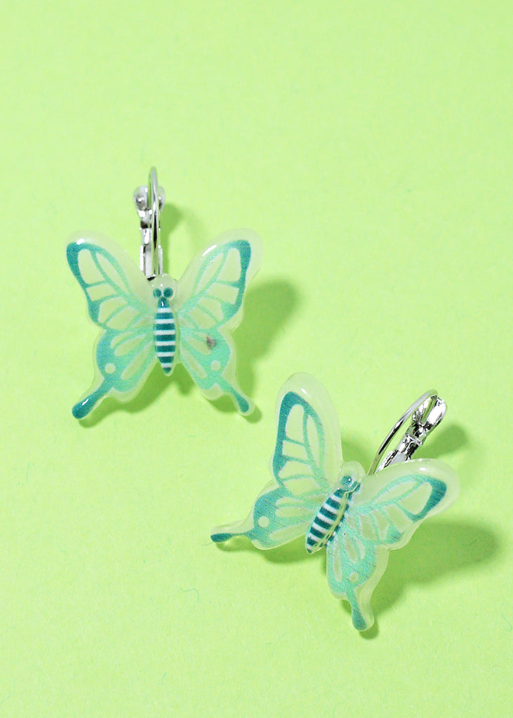 Resin Butterfly Earrings Green JEWELRY - Shop Miss A