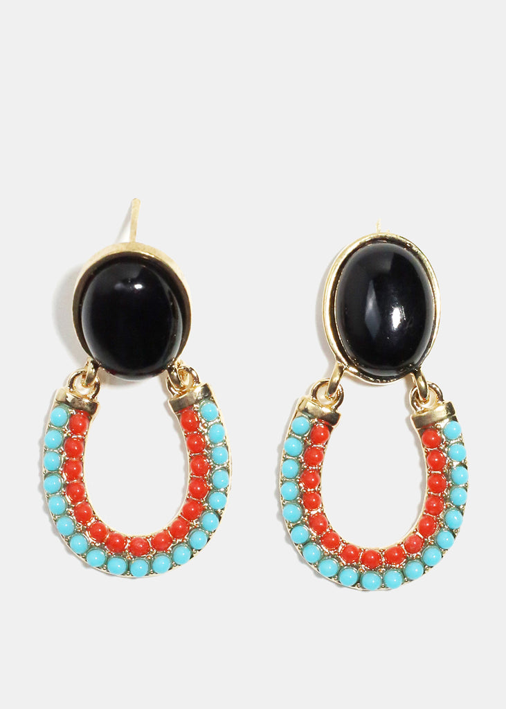 Stone & Bead Earrings Black JEWELRY - Shop Miss A