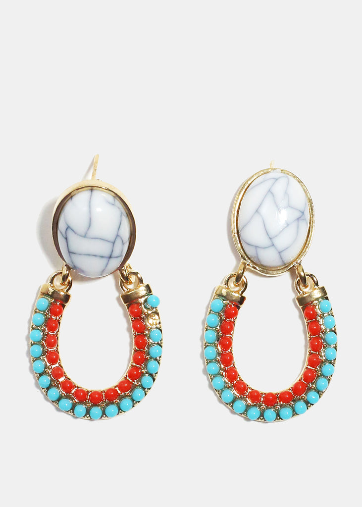 Stone & Bead Earrings White JEWELRY - Shop Miss A