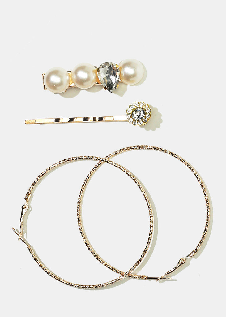 2-Piece Hairpins & Hoop Earrings Gold/Large JEWELRY - Shop Miss A