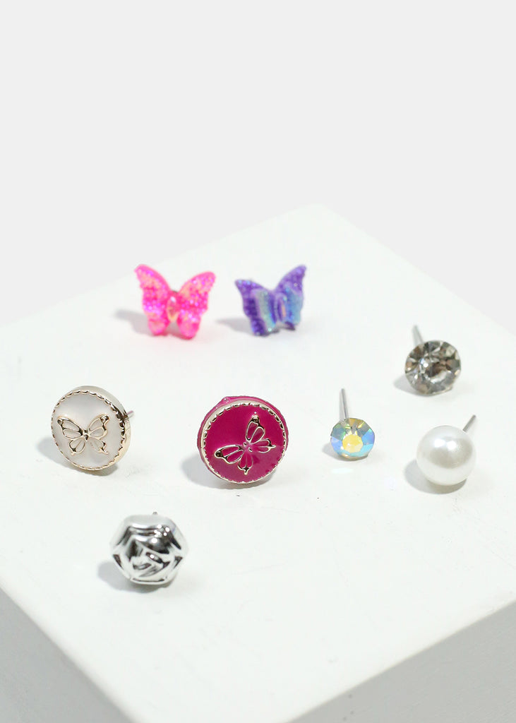 12-pair Butterfly Earrings Silver JEWELRY - Shop Miss A