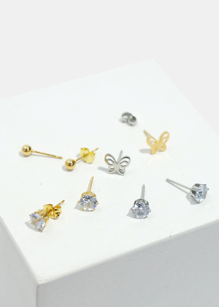 3-Pair Butterfly & Gemstone Stud Earrings  JEWELRY - Shop Miss A