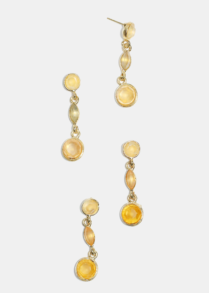 Gold Gemstone Dangle Earrings  JEWELRY - Shop Miss A