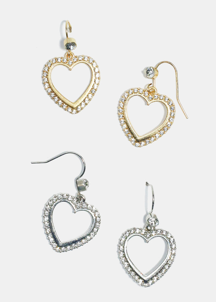 Rhinestone-studded Heart Shape Earrings  JEWELRY - Shop Miss A