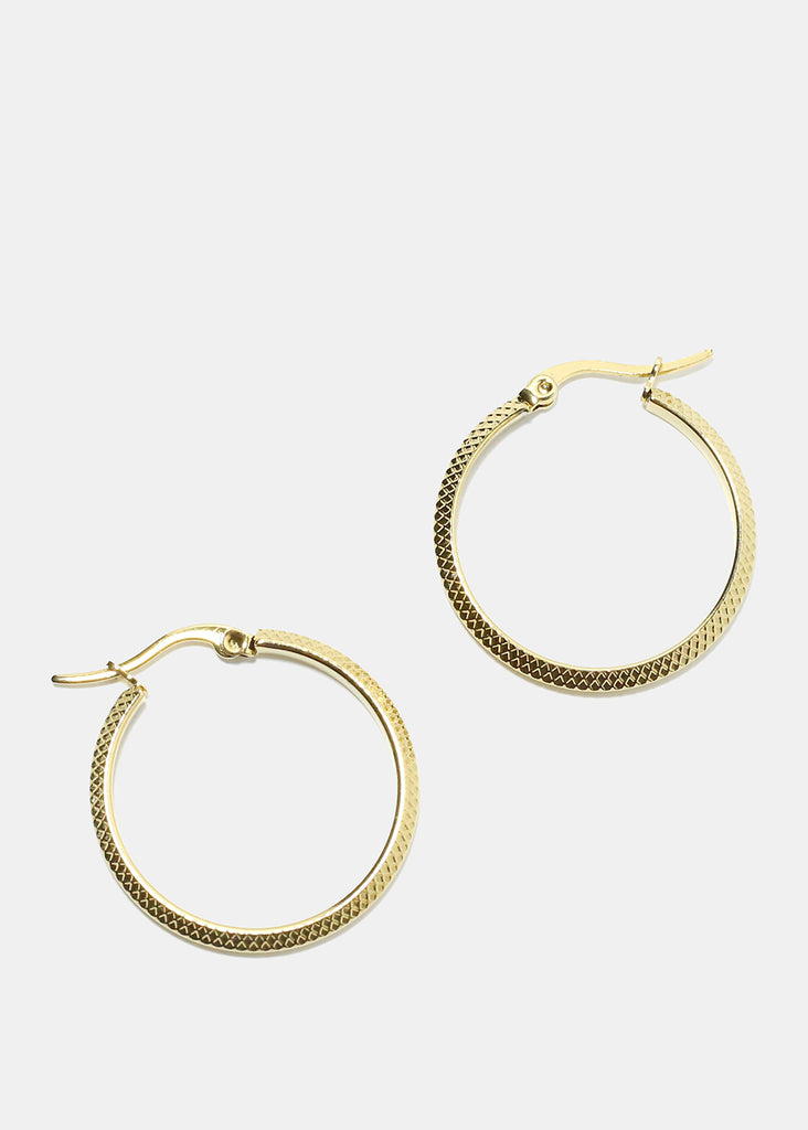 Dainty Textured Hoop Earrings Gold JEWELRY - Shop Miss A