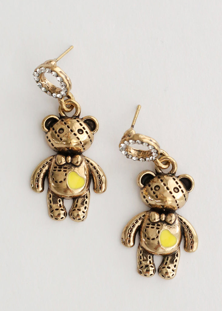 Teddy Bear Earrings Yellow/gold JEWELRY - Shop Miss A