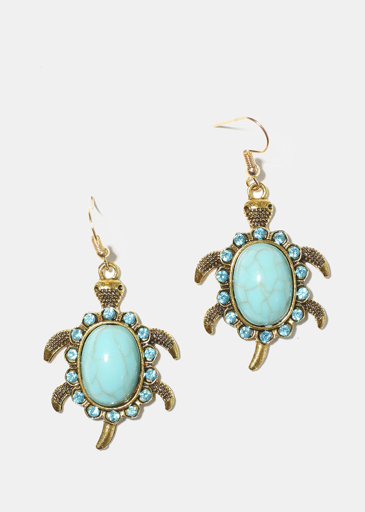 Turquoise Turtle Earrings Gold JEWELRY - Shop Miss A