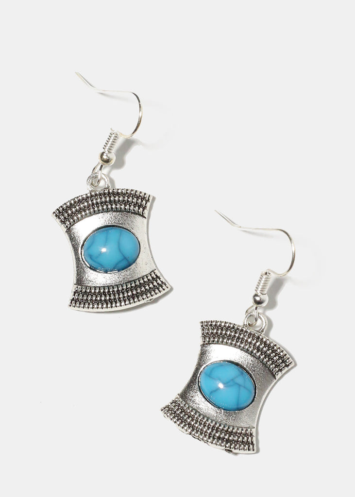 Turquoise Square Earrings Silver JEWELRY - Shop Miss A