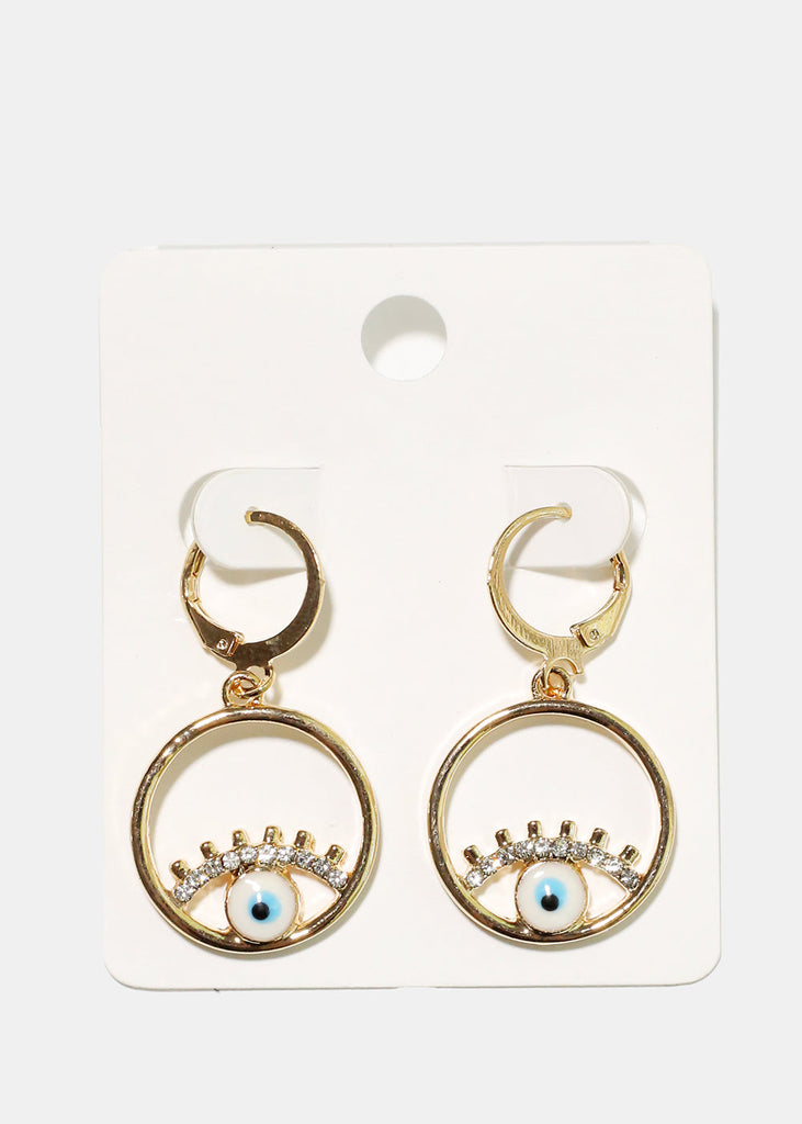 Evil Eye Circle Earrings Gold JEWELRY - Shop Miss A