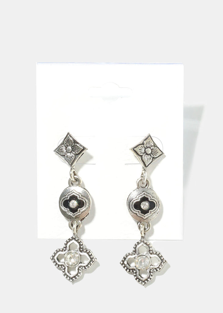 Dangle Flower Earrings Silver JEWELRY - Shop Miss A
