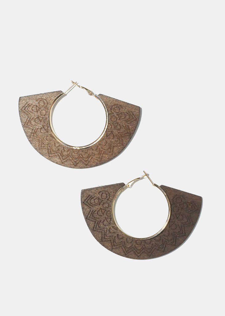 Large Wooden Earrings Brown JEWELRY - Shop Miss A