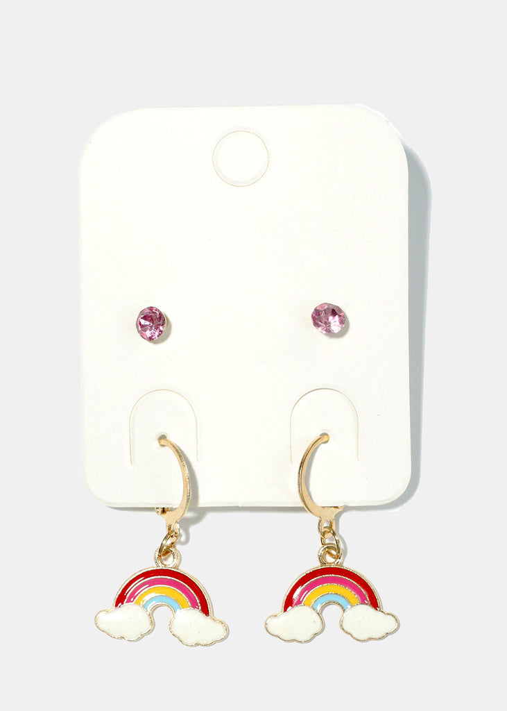 Rainbow Dangle Earrings Pink JEWELRY - Shop Miss A