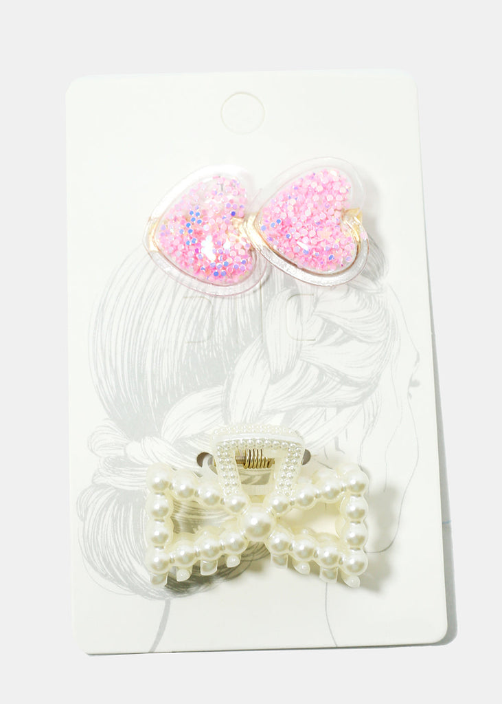 2-Piece Heart & Pearl Clip Pink/Random HAIR - Shop Miss A