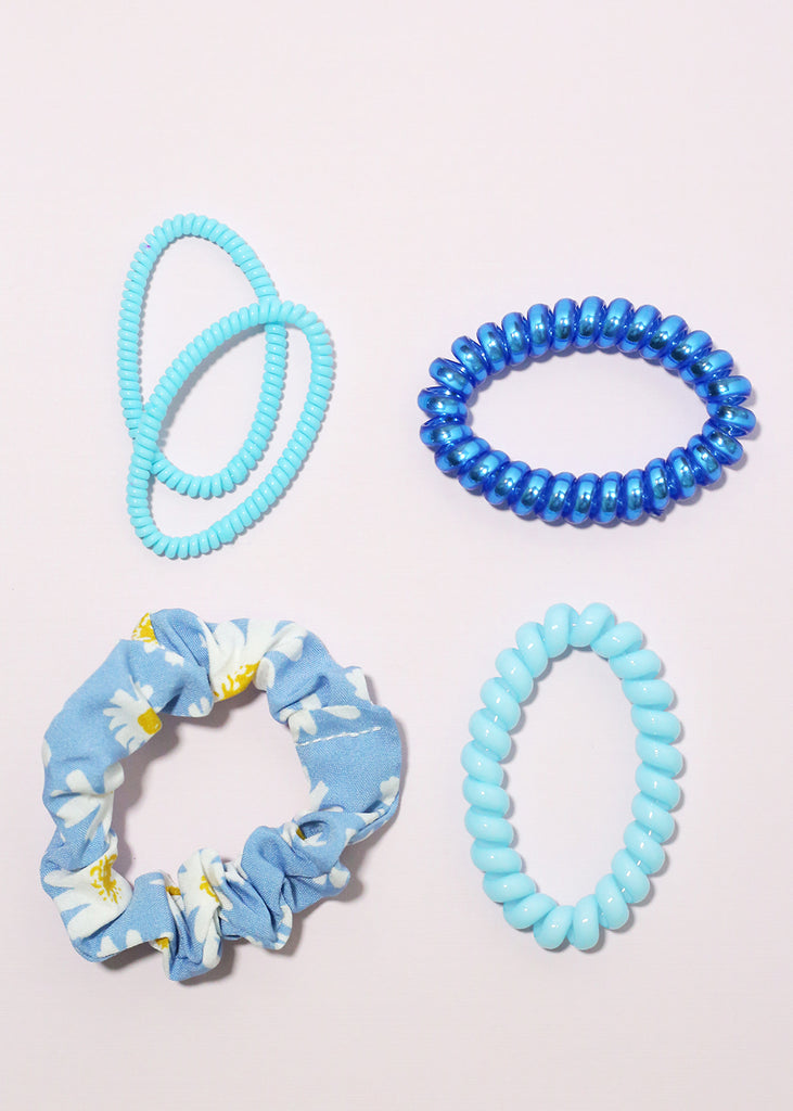 5 Piece Scrunchie Set Blue HAIR - Shop Miss A