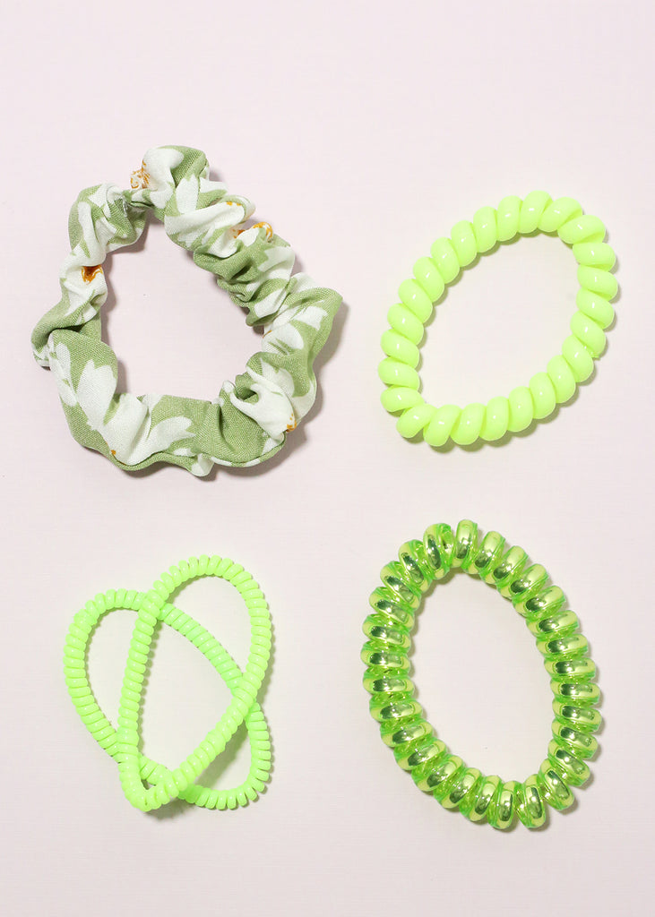5 Piece Scrunchie Set Green HAIR - Shop Miss A