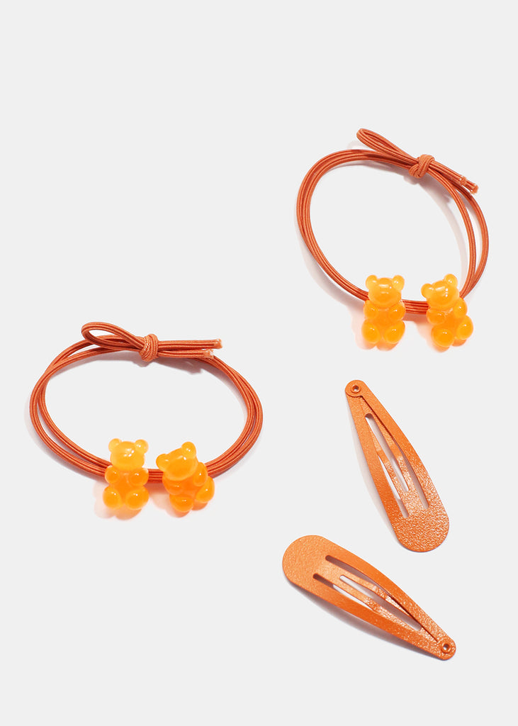4-piece Cute Bear Ties & Clips Orange HAIR - Shop Miss A