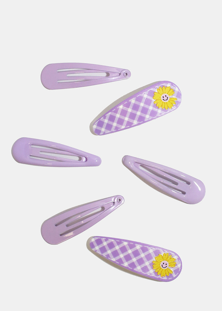 6-piece Happy Flower Snap Clips Purple HAIR - Shop Miss A