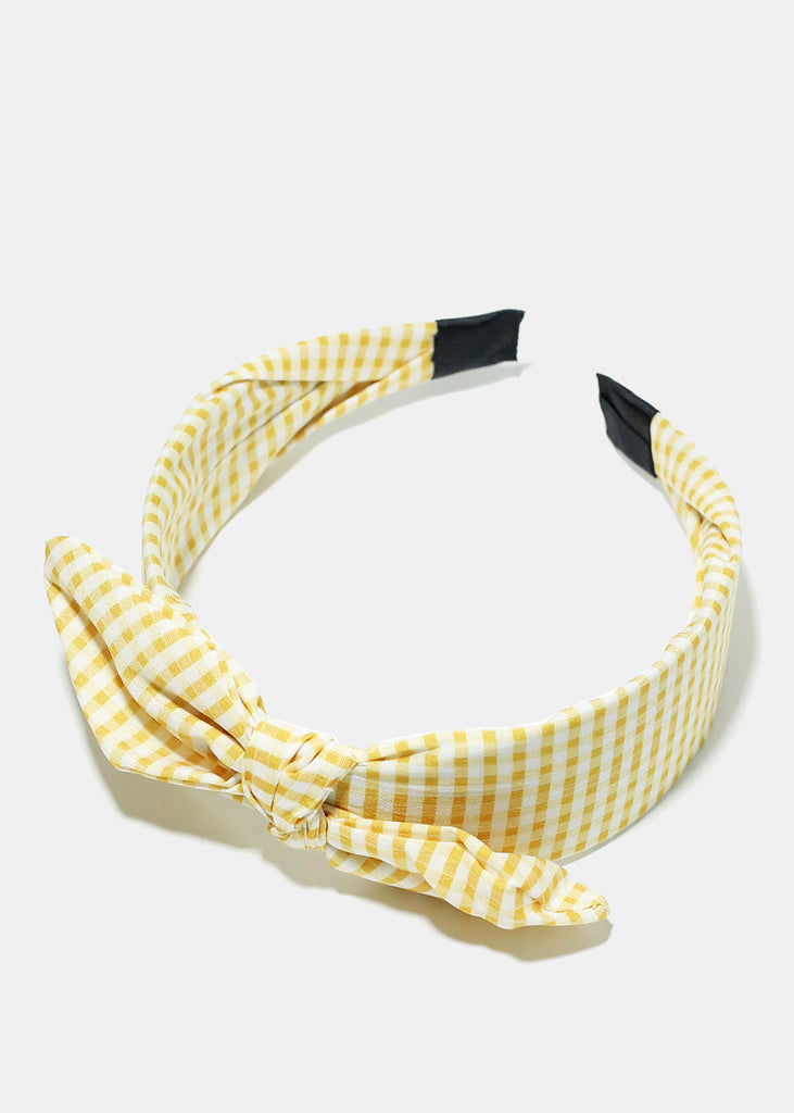 Plaid Headband with Bow Yellow HAIR - Shop Miss A