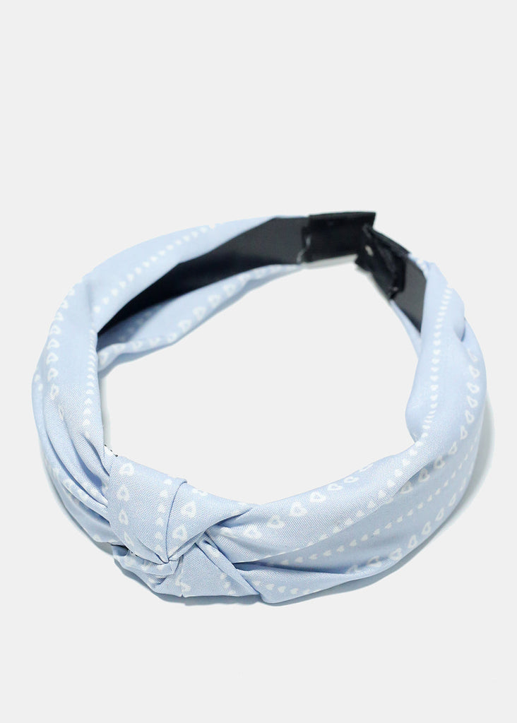 Heart Print Knot Headband Blue HAIR - Shop Miss A