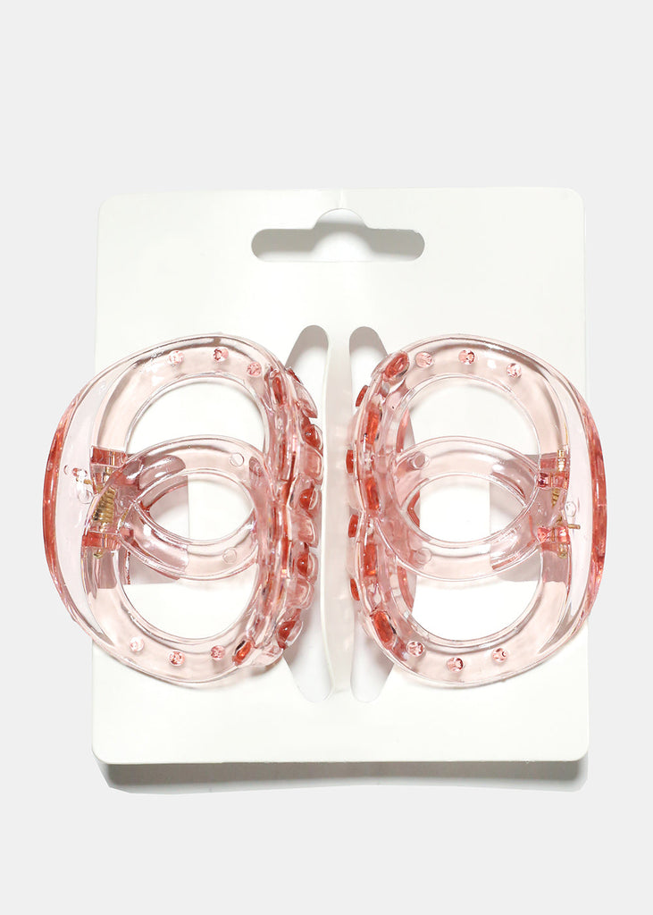 2 Piece Transparent Linked Circle Jaw Clip Pink HAIR - Shop Miss A