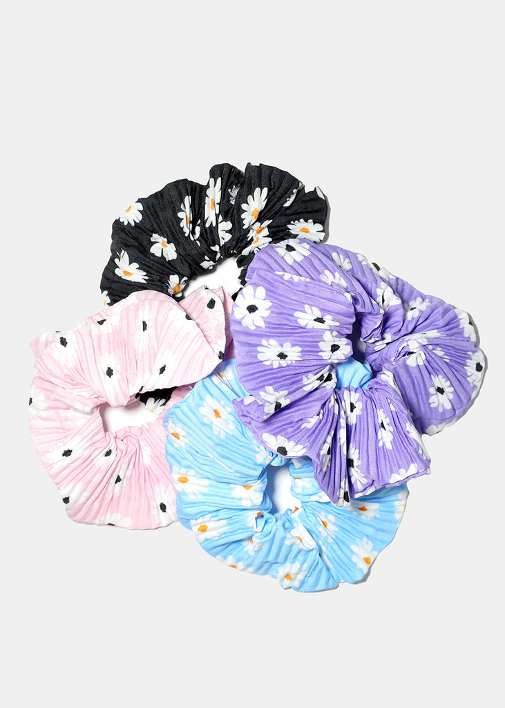 Pleated Flower Print Scrunchie  HAIR - Shop Miss A