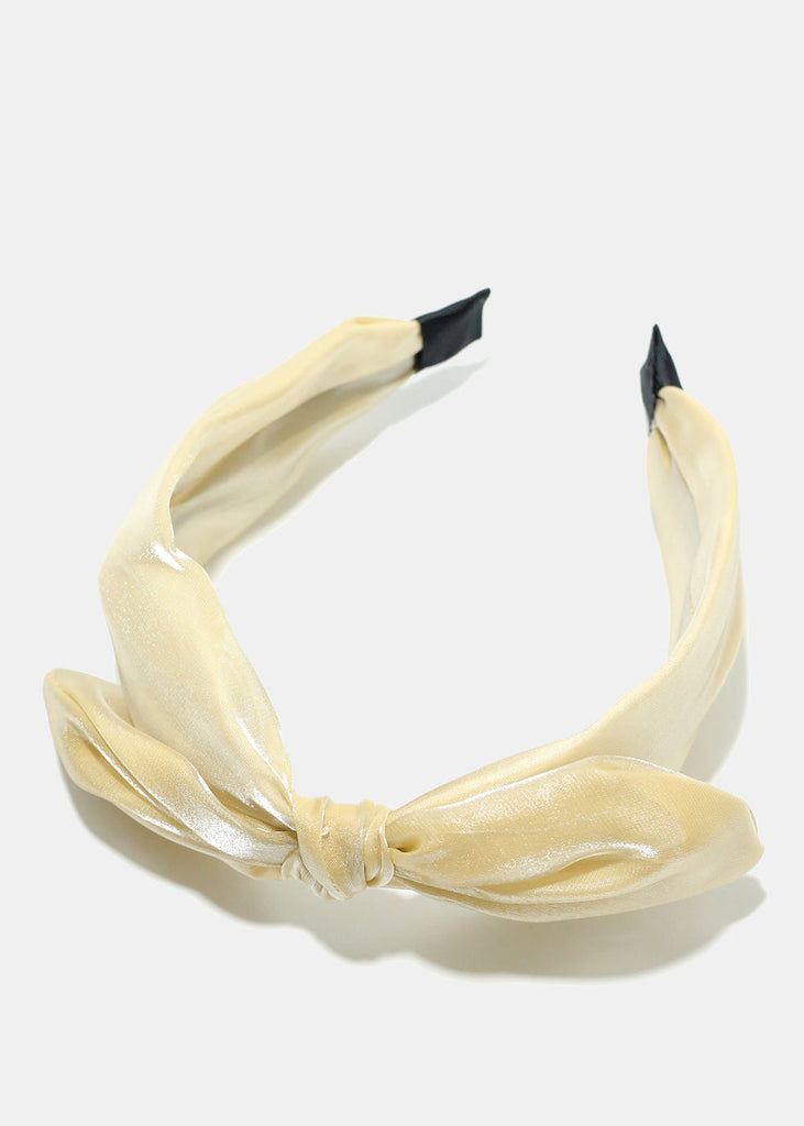 Shimmery Bow Headband Cream HAIR - Shop Miss A