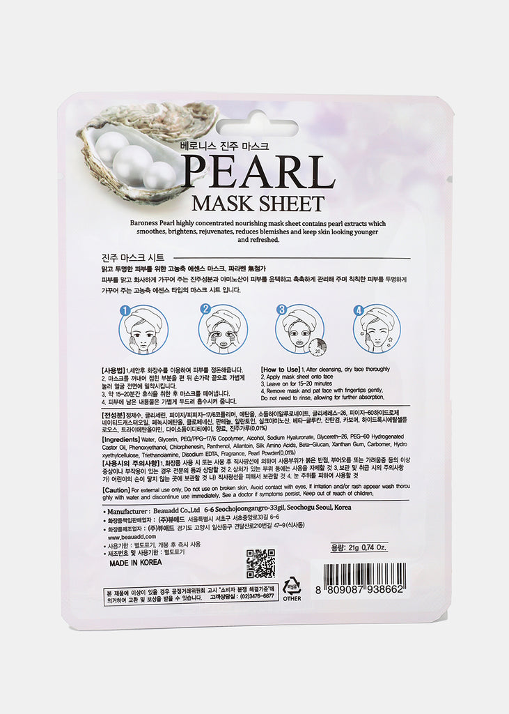 Baroness Sheet Mask- Pearl  Skincare - Shop Miss A