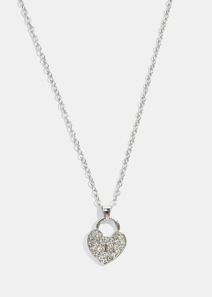 Lock and Key Necklace Silver Heart JEWELRY - Shop Miss A