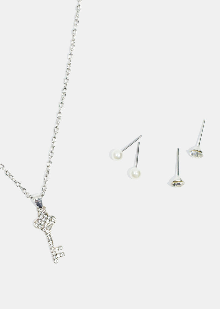 Lock and Key Necklace Silver Key JEWELRY - Shop Miss A