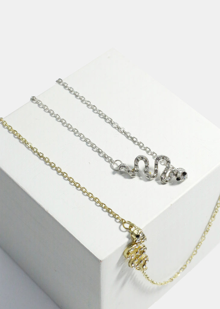 Rhinestone-Studded Snake Necklace  JEWELRY - Shop Miss A