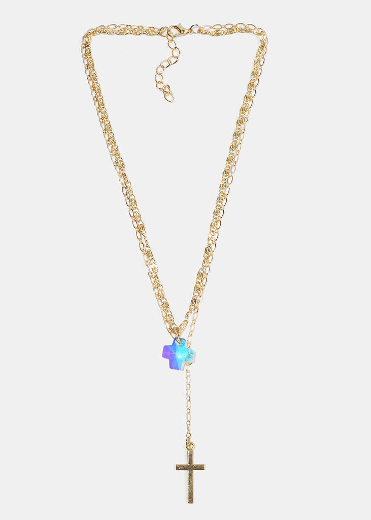Cross and Gem Layered Necklace  JEWELRY - Shop Miss A
