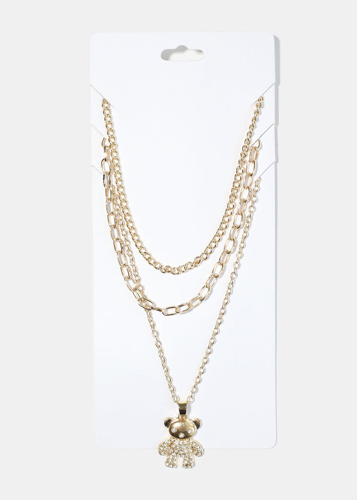 Teddy Bear Layered Necklace Gold JEWELRY - Shop Miss A