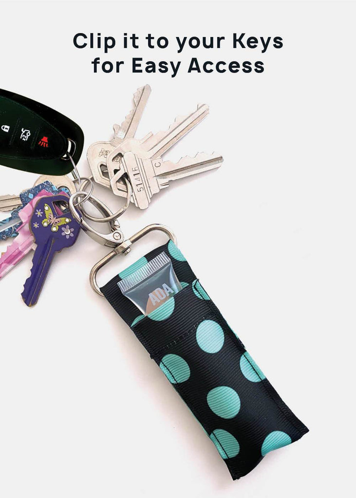 Official Key Items Lipgloss Holder Keychain Black Teal Dots COSMETICS - Shop Miss A