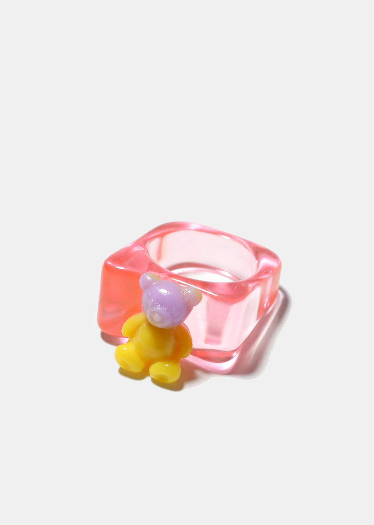 Plastic Bear Ring Pink JEWELRY - Shop Miss A
