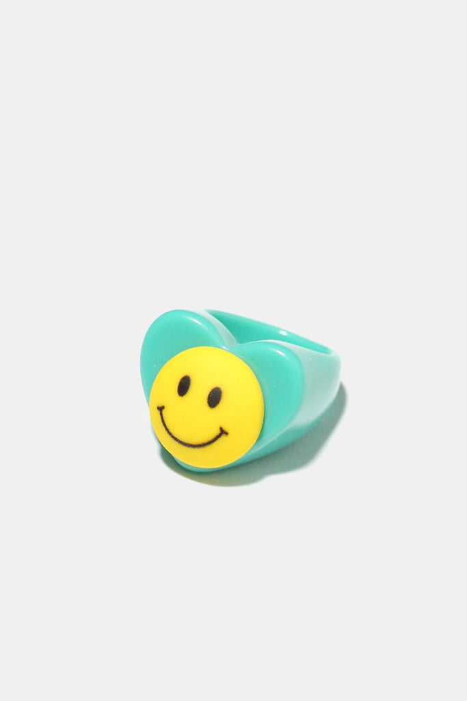 Smile Heart Ring Teal JEWELRY - Shop Miss A