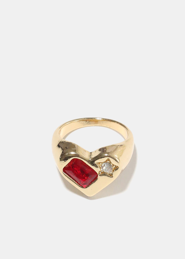 Red Gem & Star Ring Gold JEWELRY - Shop Miss A