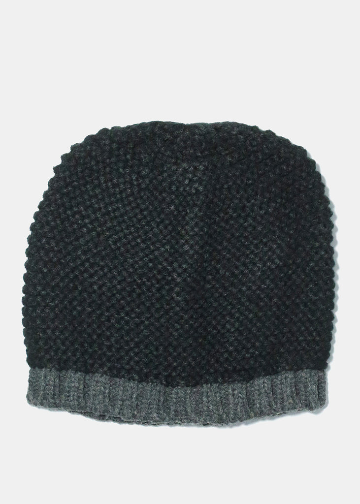 Black And Grey Knitted Beanie  ACCESSORIES - Shop Miss A