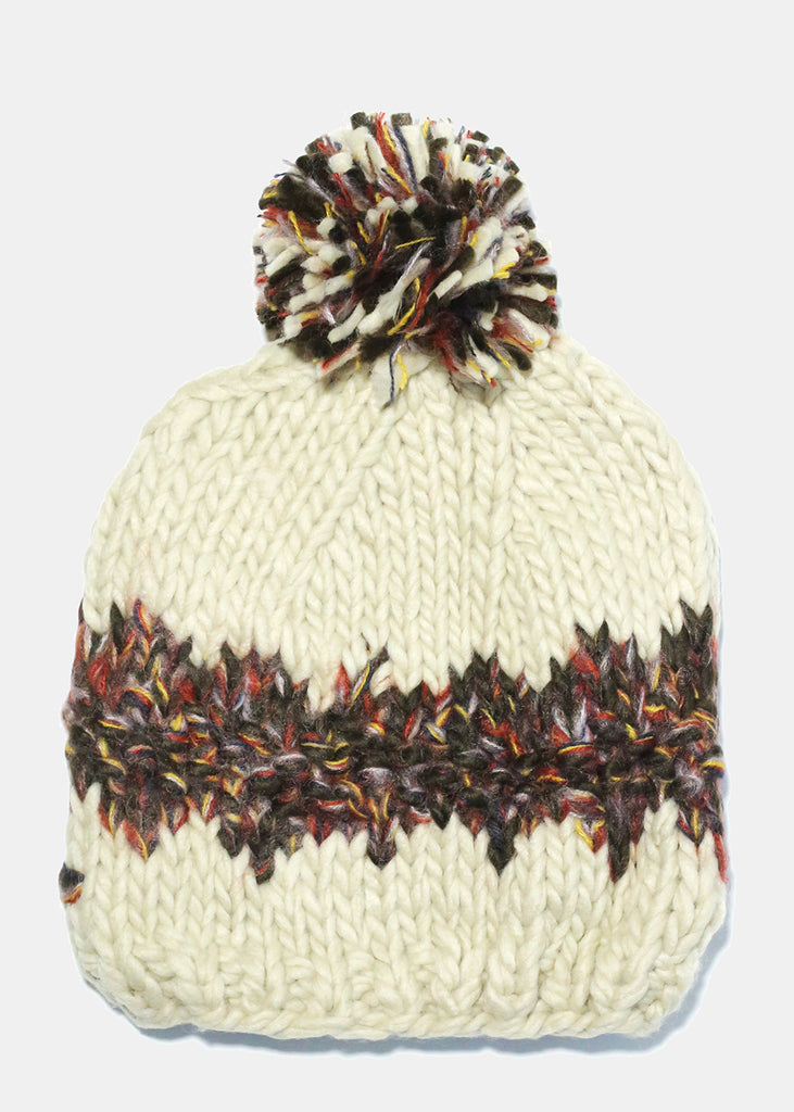 Knitted Beanie with Pom Pom  ACCESSORIES - Shop Miss A
