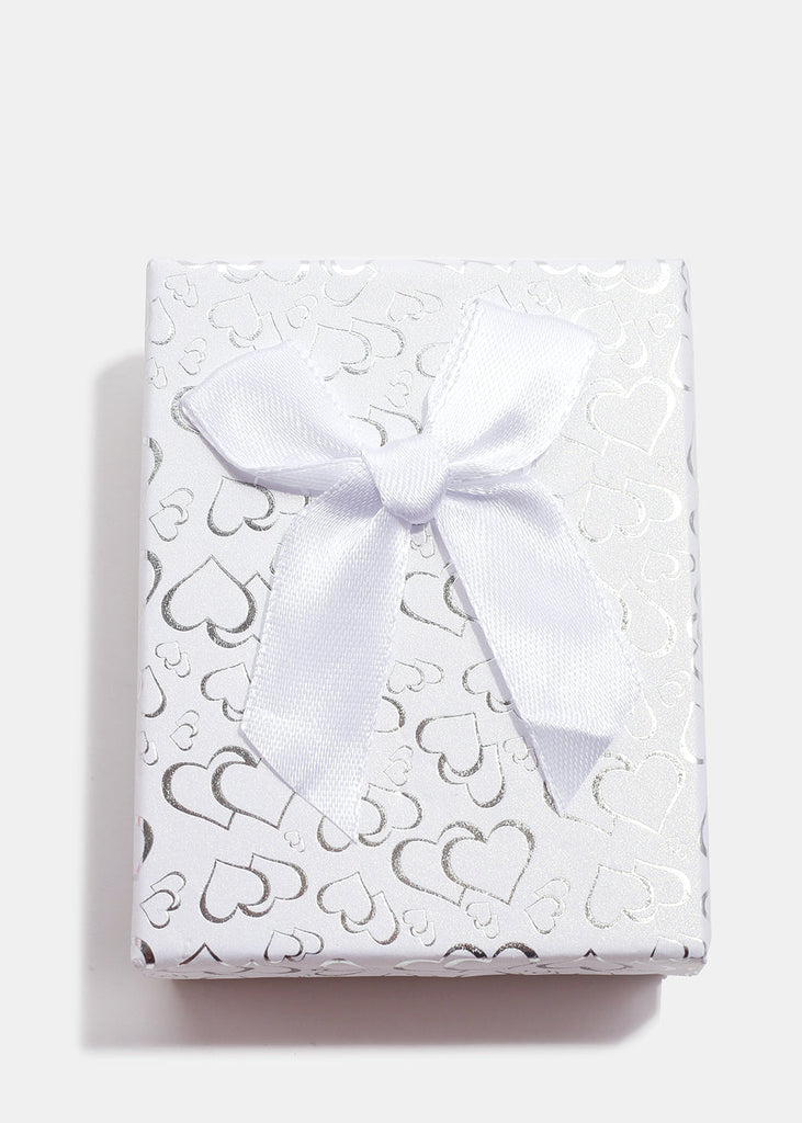 Small Gift Box with Bow & Heart Prints White ACCESSORIES - Shop Miss A