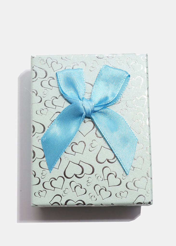 Small Gift Box with Bow & Heart Prints Blue ACCESSORIES - Shop Miss A