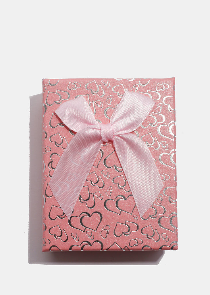 Small Gift Box with Bow & Heart Prints Coral ACCESSORIES - Shop Miss A