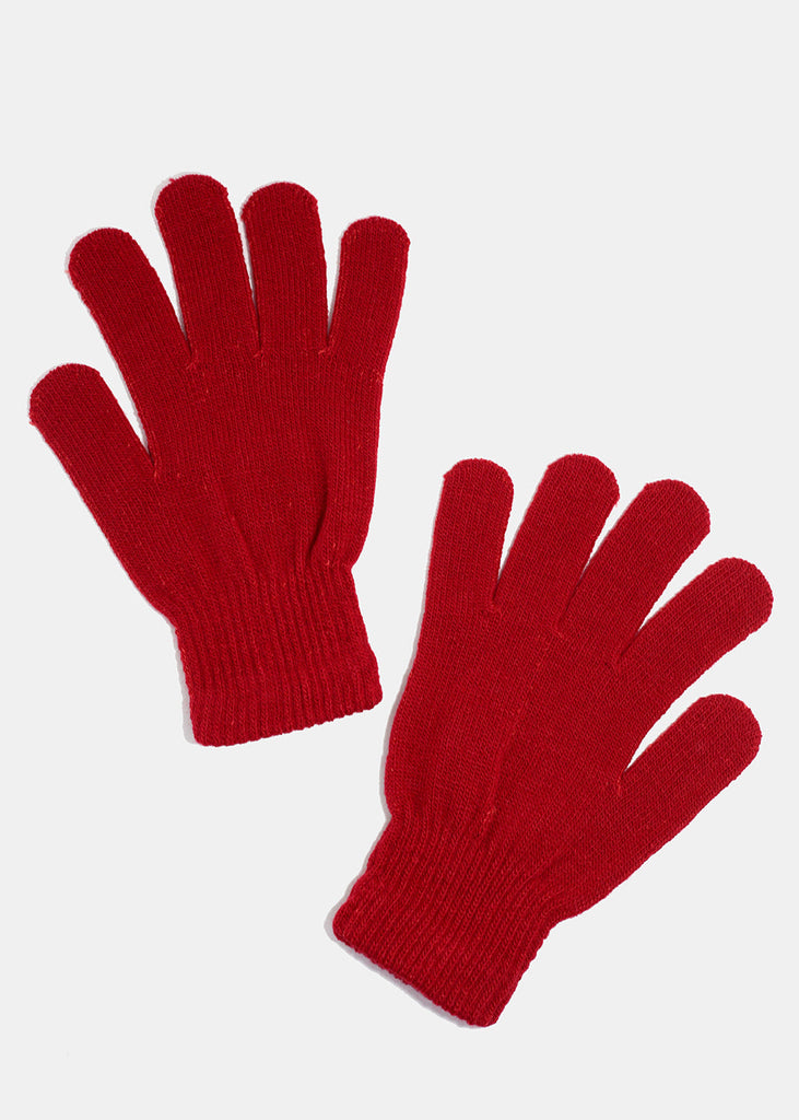 Solid Color Winter Gloves Red ACCESSORIES - Shop Miss A