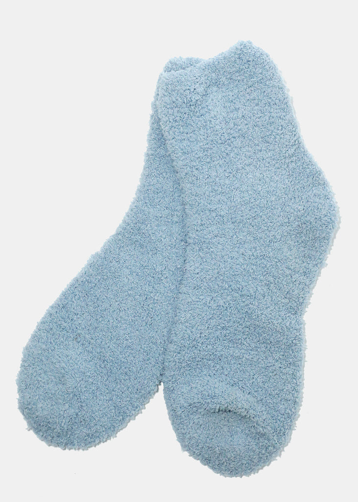 Solid Color Fuzzy Socks Blue ACCESSORIES - Shop Miss A