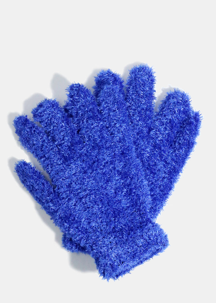 Fuzzy Winter Gloves Blue ACCESSORIES - Shop Miss A