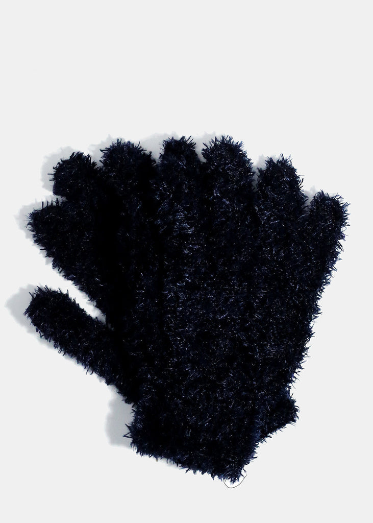 Fuzzy Winter Gloves Navy ACCESSORIES - Shop Miss A