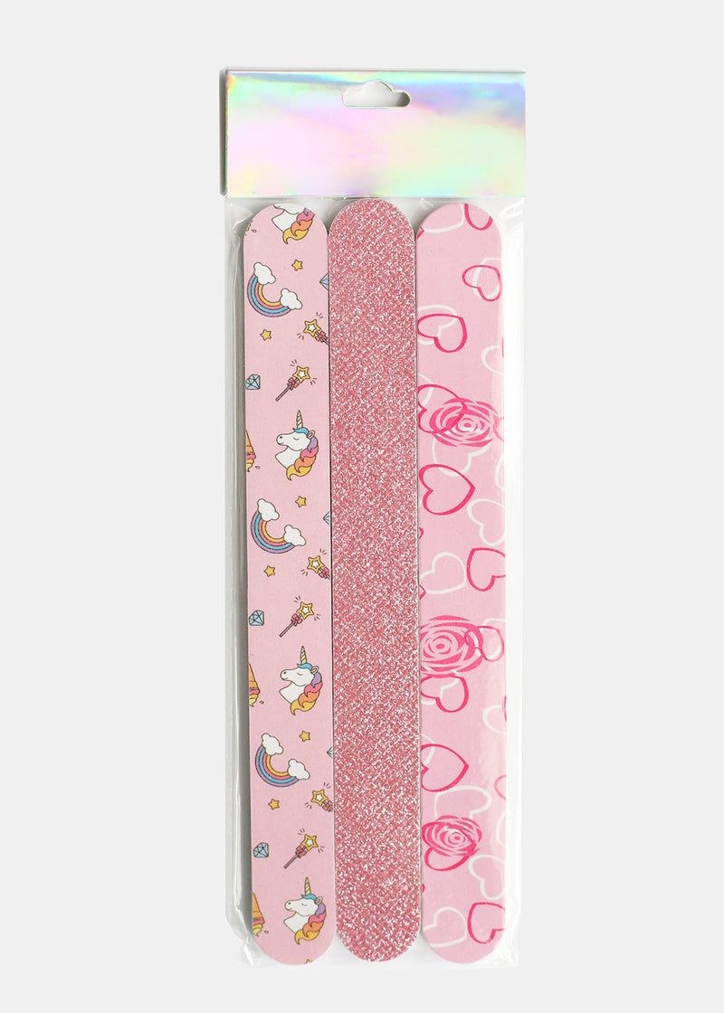 3 Piece Heart & Unicorn Nail File Set L. Pink NAILS - Shop Miss A