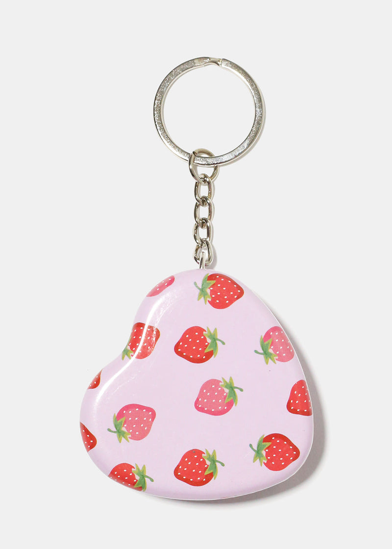 Fruit Print Tin Keychain Strawberries ACCESSORIES - Shop Miss A