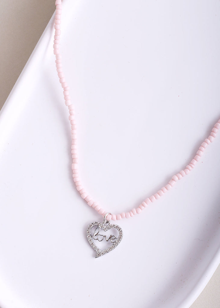Rhinestone Heart Charm Bead Waist Chain L. Pink ACCESSORIES - Shop Miss A
