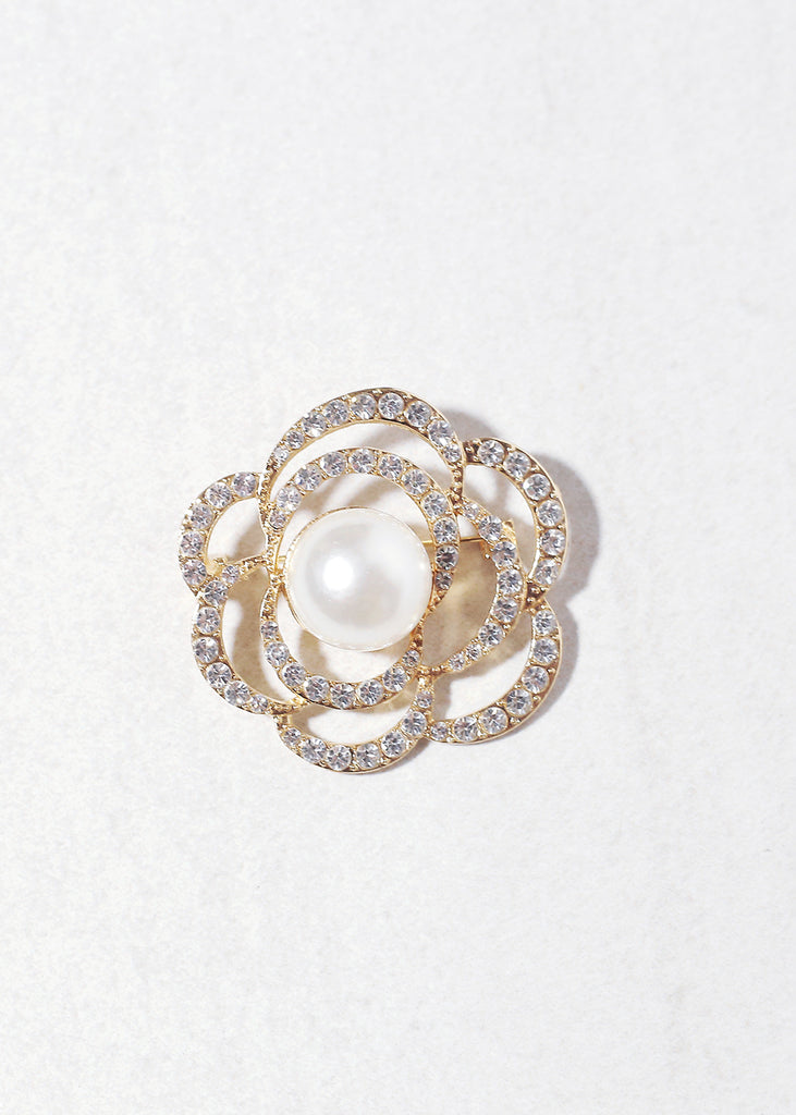 Camellia Pearl Brooch Pin Gold ACCESSORIES - Shop Miss A